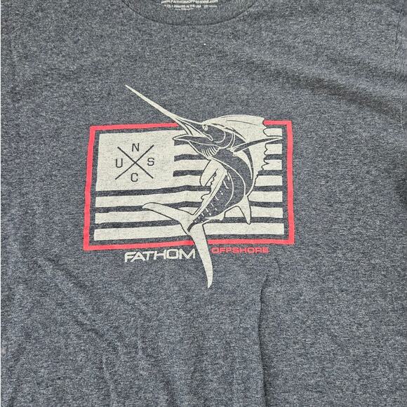 Fathom Offshore Blue Marlin Cotton Blend T-Shirt Medium Fishing Flag Casual - Picture 3 of 4
